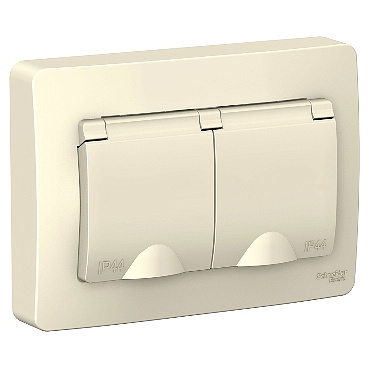 Механизм розетки Schneider BLANCA блок (роз. 2 мест. 16А) СУ молоч. (земля, штор., крыш, IP44) 2BLNRS441122 (5!)