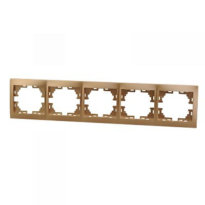 Рамка 5 мест , горизонтальная , металлик золотая. Мира 701-1300-150