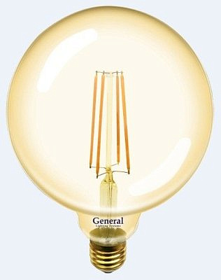 Е27  8W 2700K 2K 125x165  LOFT шар G125S филамент (нитевидная) золотая 655309 General