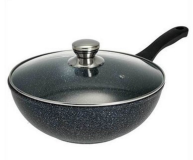 Сковорода Гранит ВОК 28см антипр. покр. и стекл. крышка ТМ Гардарика  0728-14-10
