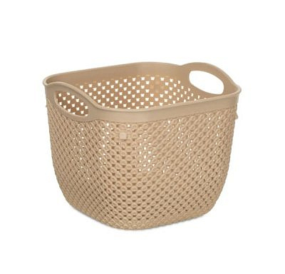 Корзина DIAMOND 18,8х18,8х15,8см круглая с ручками латте  HL041280L
