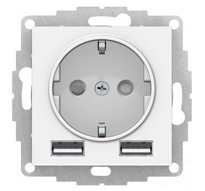 Механизм розетки 2хUSB белый A+А An-al lв=1,2-2,4А Uв=5В ATN000130
