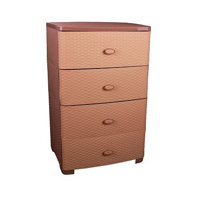 Комод широкий "Плетенка" 4-х секционный какао