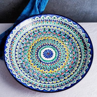 Ляган Риштанская Керамика "Узоры" 42см синий микс  7503304