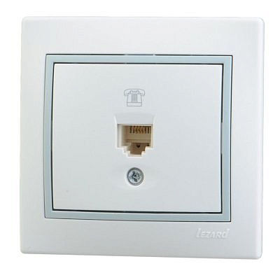 Розетка 701-0215-137 Розетка телеф. 1-м СП бело-серая Мира  Распродажа