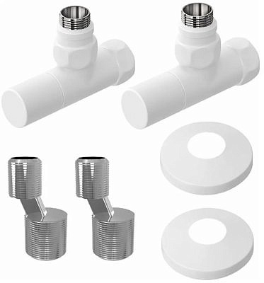 Комплект подключения для полотенцесушителя Lemark с круглыми вентилями, белый LM03412RW