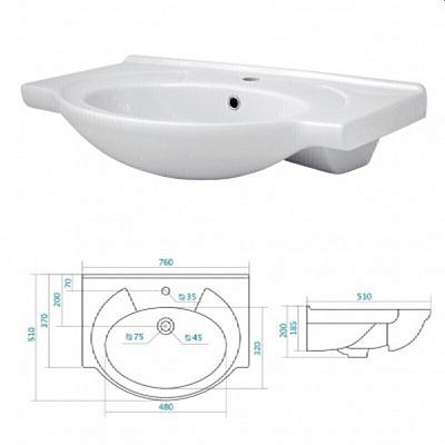Умывальник Байкал 75 мебельный SANTEK (1.WH11.0.259)
