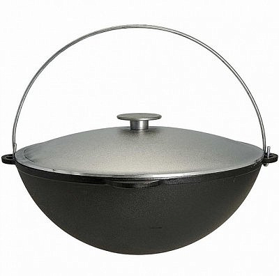 Казан чугунный походный татарский 12л с алюм.кр. Туризм ТМ Гардарика 1612-6