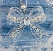 Украшение ёлочное "Бантик блеск" 12х10,5 см, прозрачный 3576027