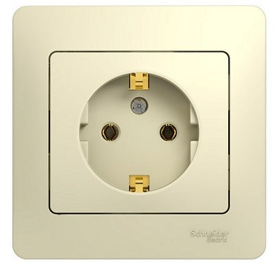 Механизм розетки 1-м с/з с рамкой бежевая SchE GLS000242