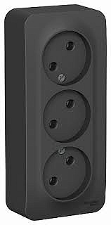 Механизм розетки  Schneider BLANCA роз. ОУ 3 мест. 16А антрацит (пл.осн., изол.пл.) BLNRA000316 (6!)